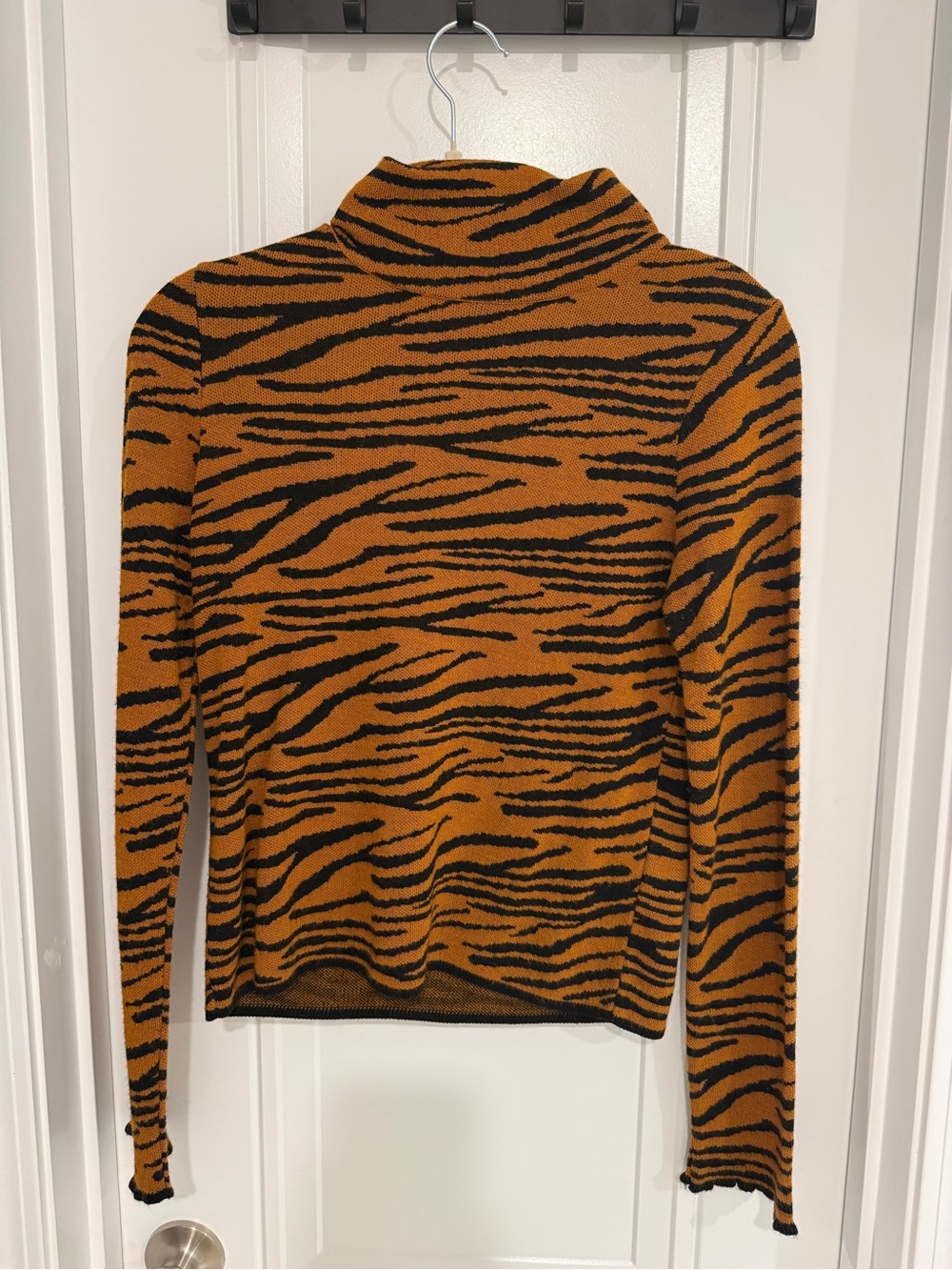 ASOS Orange and Black Tiger-Print Turtleneck Sweater